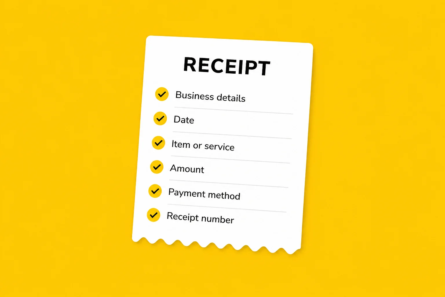 Receipt checklist showing the details to include